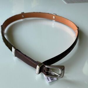 Brown Leather Belt with Silver Buckle